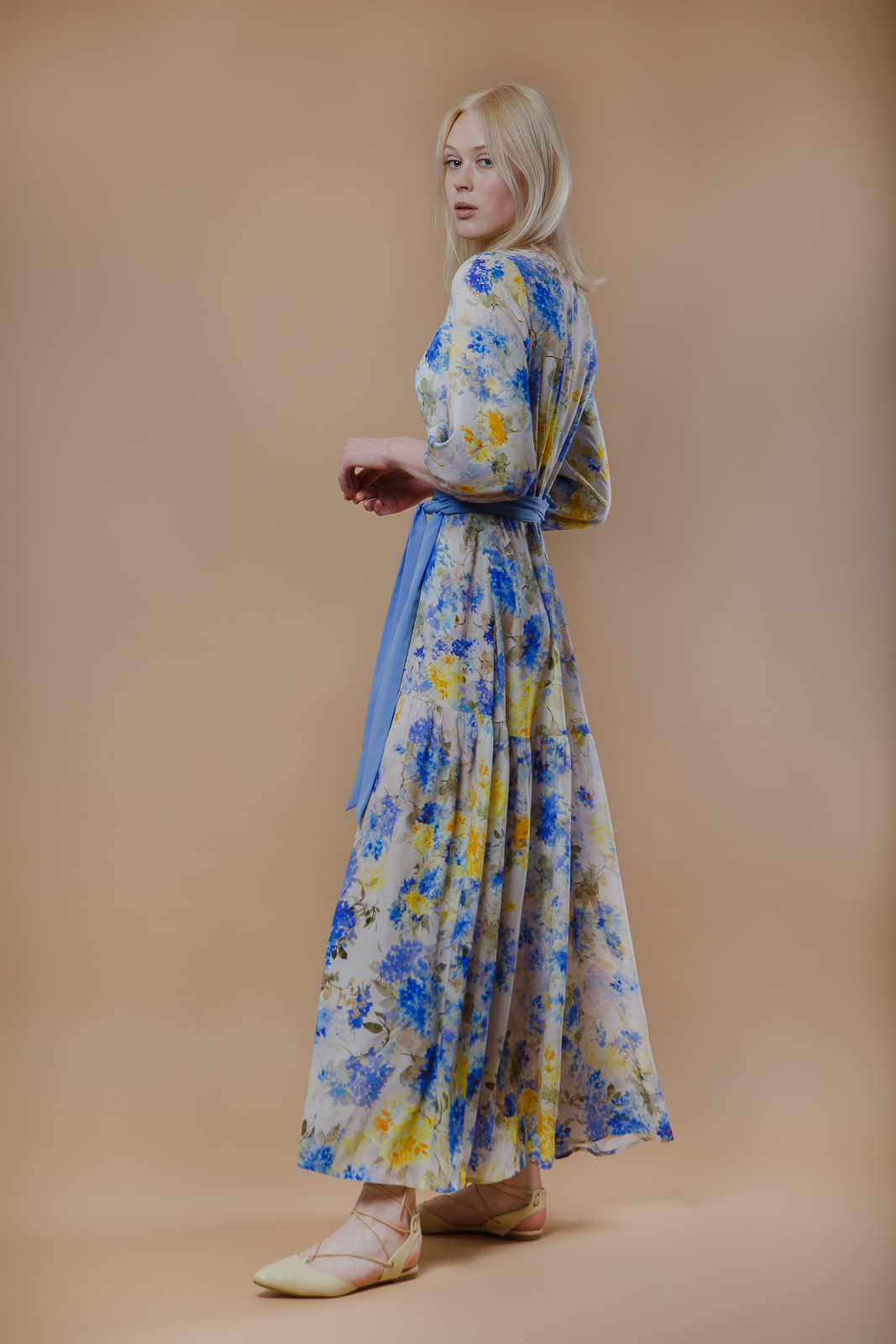 Платье макси с акварельным принтом Астрид
